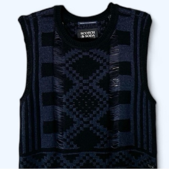 SCOTCH & SODA Black Knit Fringe Midi Hem Dress Size SMALL Sleeveless NWT $178 - Picture 7 of 12